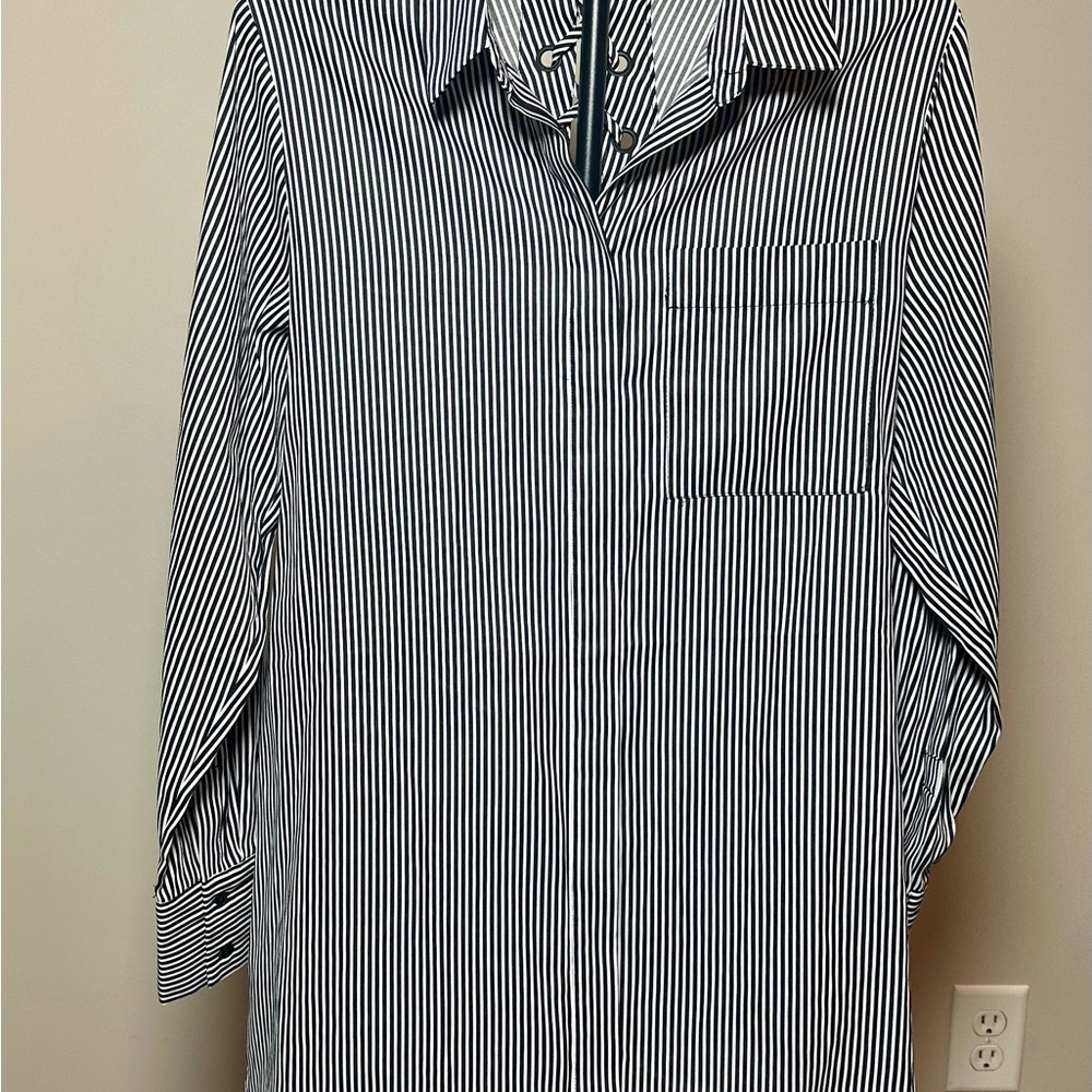 Kendall & Kylie Black and White Striped Button Down Shirt